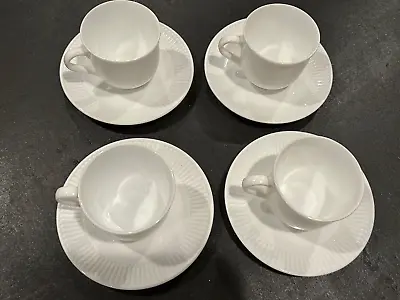 Martha Stewart Everyday French Balustrade France Coffee Cup & Saucer White LOT 8 • $11.99