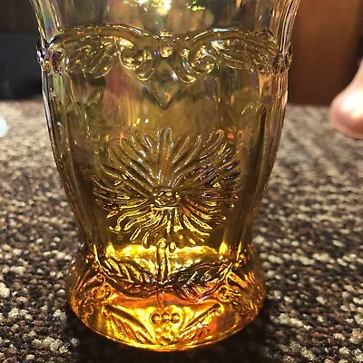 Mosser Gold Iridescent Carnival Glass Dahlia Tumbler 4   • $12.15