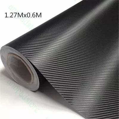 New 3D Premium Matte Black Carbon Fiber Vinyl Wrap Roll Bubble 1.27*0.6M • $13.85