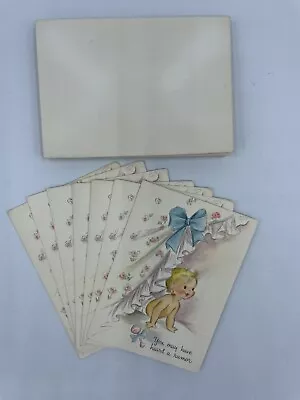 Vintage 1950s 1960s NEW Birth Announcement Baby 7 Hallmark Scrapbook Ephemera • $15.40