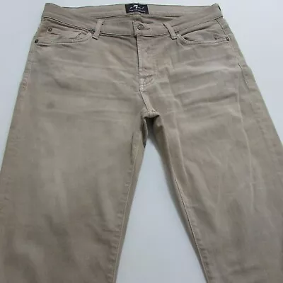 7 For All Mankind SLIMMY Jeans Mens Size W33 L28 Light Brown Denim Stretch • $34.95