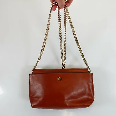 $19.57 • Buy Zara Bag Womens Leather Crossbody Shoulder Sling Clutch Brown Purse Gold Chain