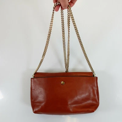 $19.57 • Buy Zara Bag Womens Leather Crossbody Shoulder Sling Clutch Brown Purse Gold Chain