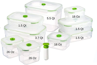 $97.35 • Buy Lasting Freshness 19 Piece Vacuum Seal Food Storage Container Set, Rectangle