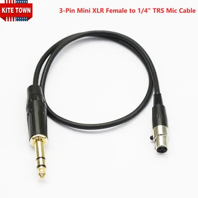 3-Pin Mini XLR Female To 1/4  TRS Balanced Lavalier Microphone Cable • $9.49