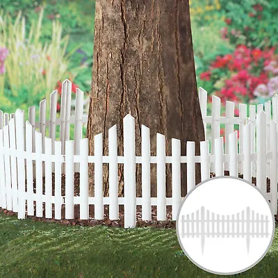 4 Piece Pack's White Wood Effect Lawn Border Edge Garden Edging Picket Fence Set • £7.99