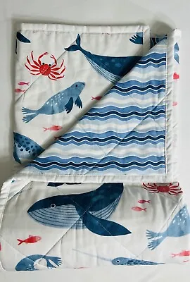 $95 • Buy Baby Toddler Quilt Blanket HANDMADE Ocean Animals All Weather Crib Play Mat Gift