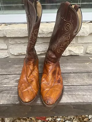 Justin Eel Skin Cowboy Boots Size 11 1/2 B Style 8207 • $25