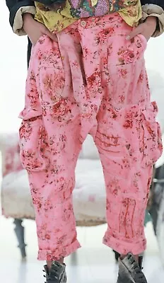 Magnolia Pearl Pink Floral Pasha Cargo Pants Very Thick Soft Cotton • $375