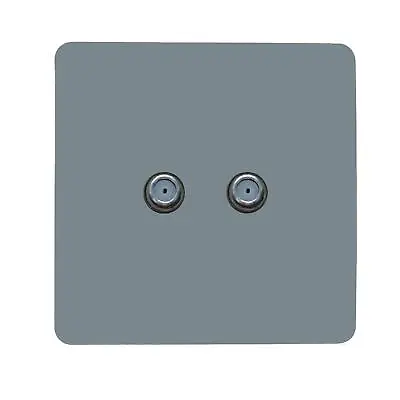 Trendi Switch 2 Gang Male F-Type Satellite Television Socket In Light Grey • £9.95