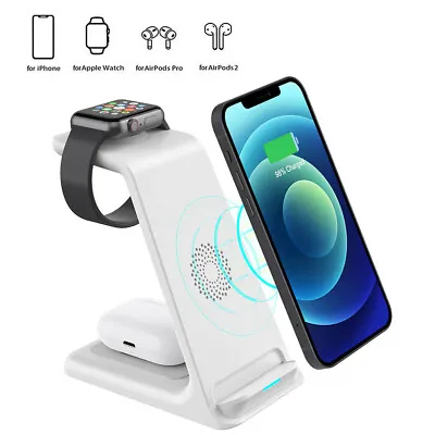 $34.98 • Buy 3in1 Wireless Fast Charger Stand For Apple Watch 8/7/SE/6 IPhone 14 Pro 13/12/11