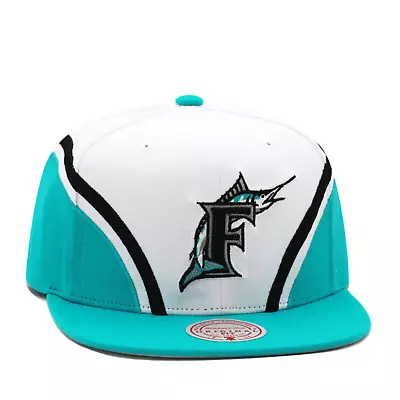 Mitchell & Ness Florida Marlins Cooperstown Vintage Snapback Hat Cap White/Teal • $42