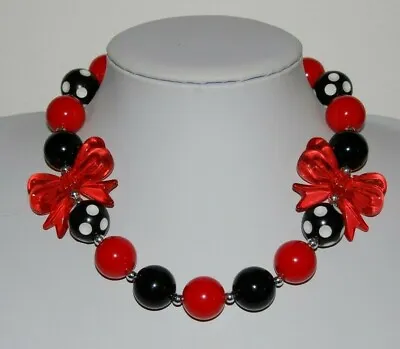 Beautiful Minnie Mouse Inspired Acrylic Beads Multi Colored Large Bold Necklace • $39.75