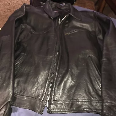 Motorcycle Jacket Leather King SZ 58 Black Top Grain Leather With Zip Out Liner. • $70