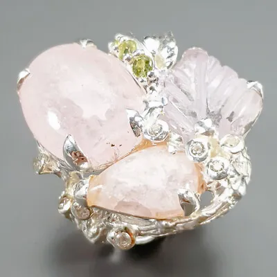 Unique Jewelry Morganite Ring 925 Sterling Silver Size 6 /R340615 • $37.99