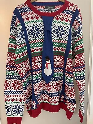 33 Degrees Mens Christmas Sweater - XL With Tie Suspenders • $22