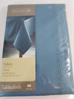 Hemstitch 60x84  Tablecloth Blue Oblong Polyester HomeTrends New • $10