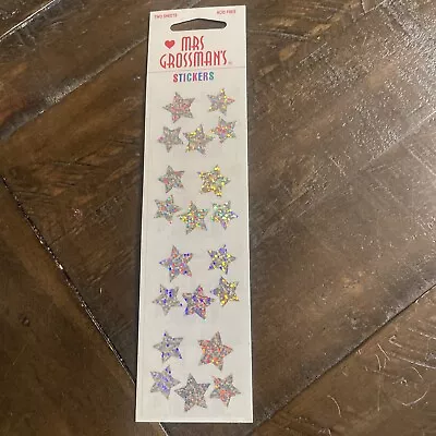 Vintage Mrs Grossmans Stickers 2 Sheets New Silver Stars Multi Sizes Made In US • $2.99