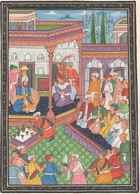 Mughal Empire Handmade Painting Moghul Miniature Emperor Babur Baburnama Art • $69.99