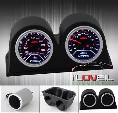 2  Jdm Gauges - Turbo Boost + Voltage + Double Dash Mount Pod Holder Kit • $54.99