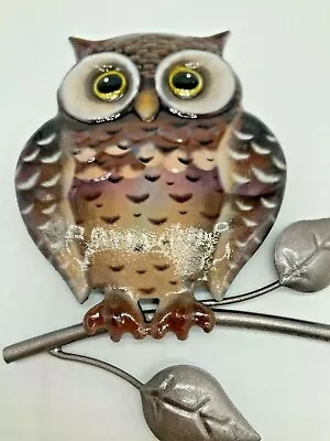 £7.99 • Buy Metal Owl Wall Art Brown Metal Garden Ornament Indoors Outdoors