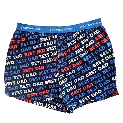 PETER ALEXANDER Mens Size Medium Pyjama Shorts Blue BEST DAD Boxer Sleep  • $22.50