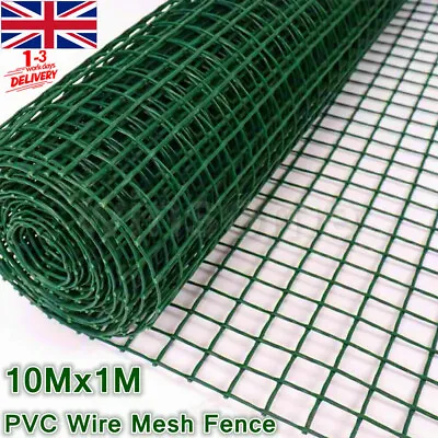 £13.99 • Buy PVC Coated Wire Mesh Fencing Green Galvanised Garden Fence Roll 10M X 1M Height