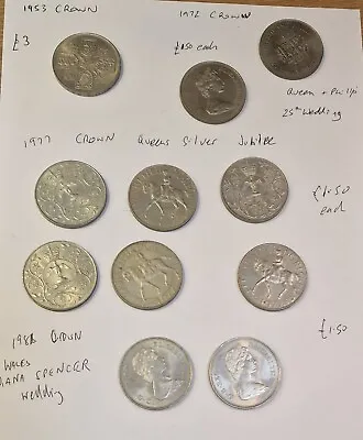 £14.99 • Buy British UK CROWN COINS Bundle Of 11 Coins Dated 1953, 1972, 1977 & 1981