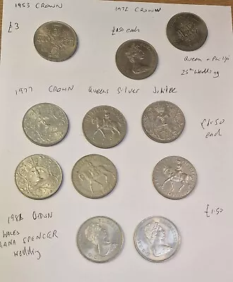 £14.99 • Buy British UK CROWN COINS Bundle Of 11 Coins Dated 1953, 1972, 1977 & 1981