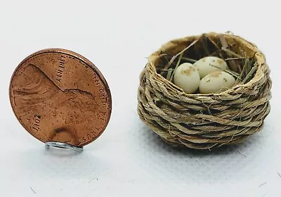 $8 • Buy Dollhouse Miniature Bird's Nest With 3 White Eggs -- 1:12 Scale
