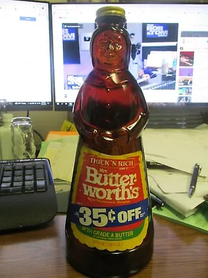 Mrs. Butterworth's Amber GLASS 11  Syrup Bottle W/ Original Labels & Metal Lid • $9.99