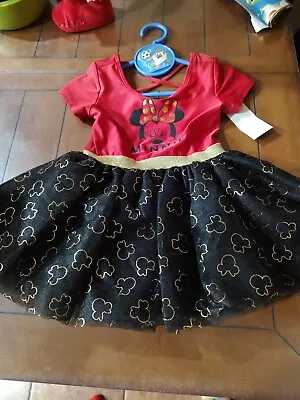 Disney 2T Minnie Mouse Red Black And Gold Tutu Dress New With Tags • $20