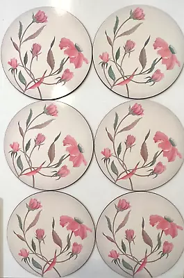 Vintage Round Set Of 6 Placemats 'Coral Rose' - Jason 1980's VGC Rare Retro • $45