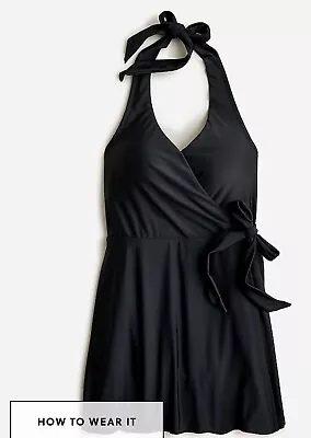 J.Crew Halter Wrap Swim Dress Black Size 6 New With Tags • $45