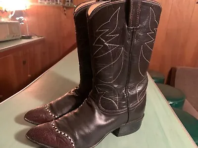 Vintage 50s 60s Womens Tony Lama Gold Label Western Brown Boots Size 8 / 8.5 • $99.99