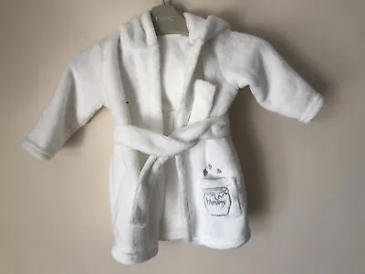 £10 • Buy Winnie The Pooh Baby Infant Hooded Bath Robe Bear White Size 6-9 Mths
