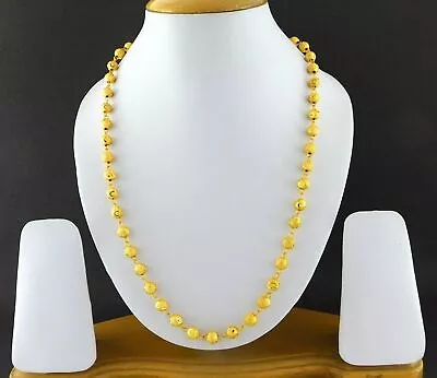 Wedding South Indian 22k Gold Plated Long Ball Chain Necklace Men Women Jewelry • $30.28