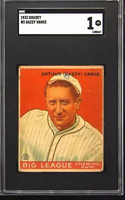 1933 Goudey #2 Dazzy Vance SGC 1 • $244