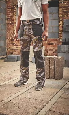 £16.14 • Buy Site Harrier Camouflage Work Trousers Work Cargo New Knee Pad Pockets 38w X 32l