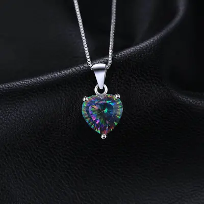 Mystic Topaz Heart Necklace 925 Sterling Silver • £9.90