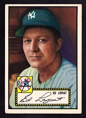 1952 Topps #57 Ed Lopat Yankees Black Back • $25