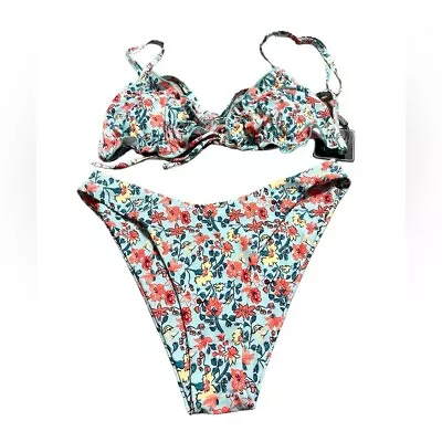 Zaful Size 6 Blue Floral Bikini • £14.45