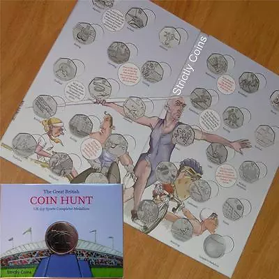 Olympic 50p SPORT ALBUM Official Royal Mint Coin Hunt Folder Completer Medallion • £119.95