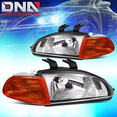 For 1992-1995 Honda Civic Oe Style Chrome Housing Amber Corner Headlight Lamps • $73.88