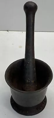 Antique 1800s Cast Iron Mortar And Pestle BY F.W.BRAUN  Co LOS ANGELES • $250