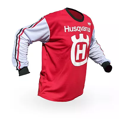 Vintage Style Red Husqvarna Motocross Jersey MX Enduro AHRMA Husky Motorcycle • $45