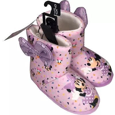 Minnie Mouse Slippers Girls Size 9 10 Daisy Duck Pals Cozy Toddler Boot Disney • $9.71