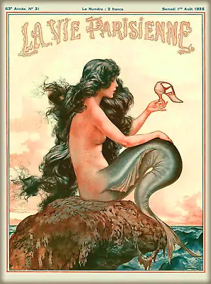 1920s La Vie Parisienne Mermaid With Shoe France French Travel Art Poster Print • $10.49