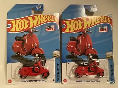 NEW 2024 Hot Wheels Lot Of 2 Red Vespa 90 SS Super Sprint (1966) Factory Fresh • $11.99