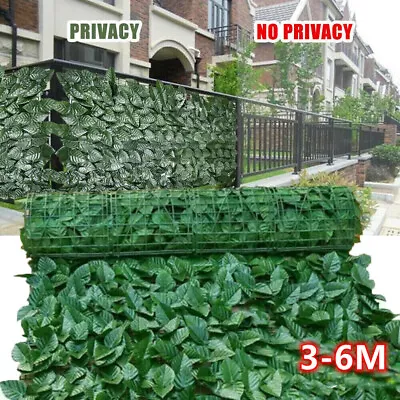 3/6m Artificial Hedge Roll Fake Ivy Leaf Garden Fence Privacy Screens Wall Panel • £14.98